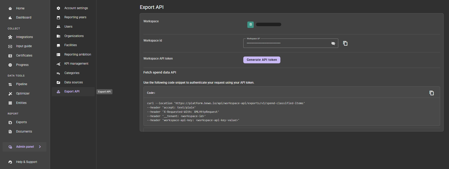 Export API Authorization 1