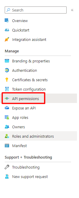 Navigate to API permissions