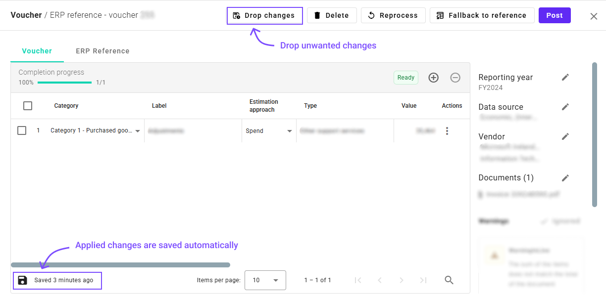 Voucher saving applied changes