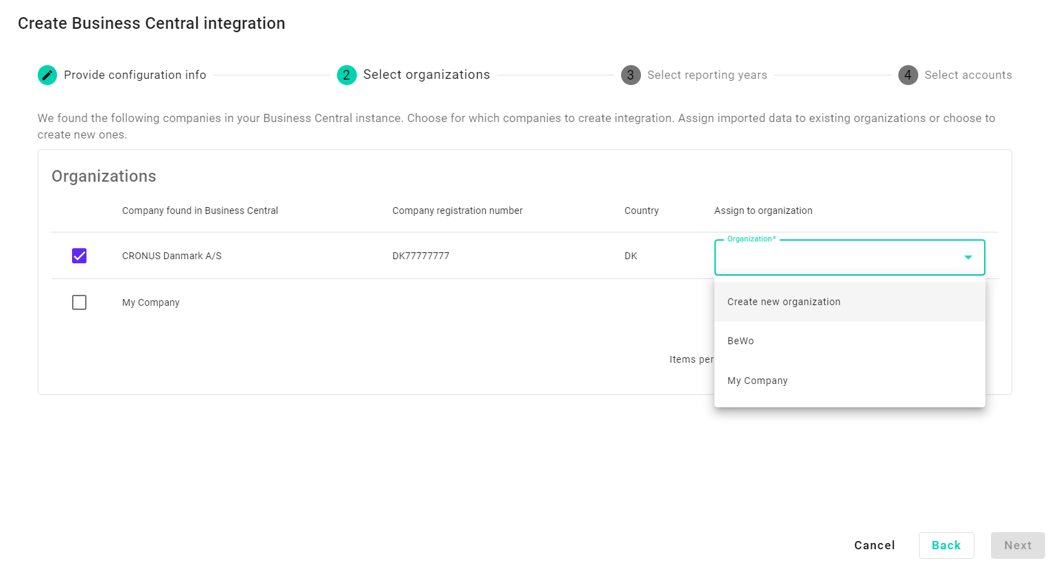 Assign to existing organization