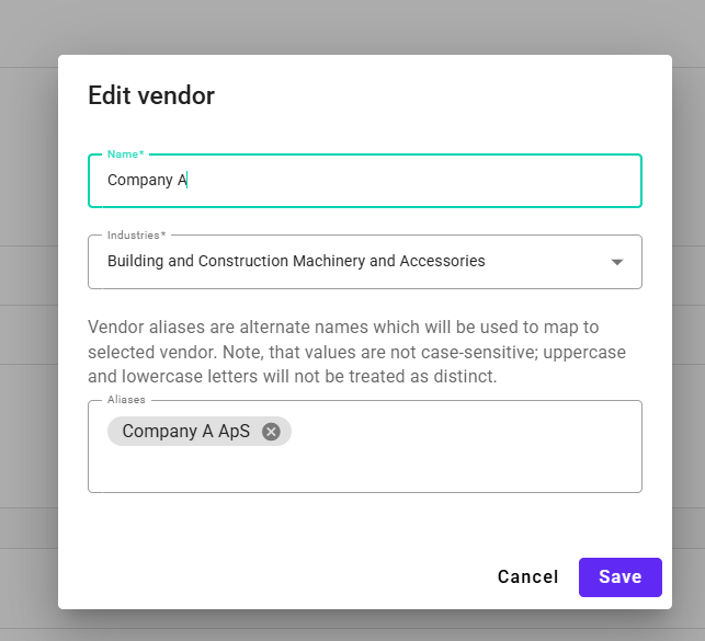 Edit Vendor